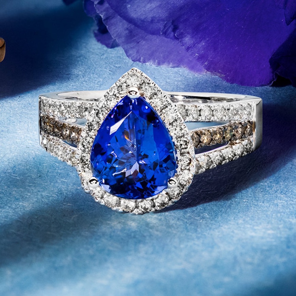 14K White Gold Blueberry Tanzanite Ring